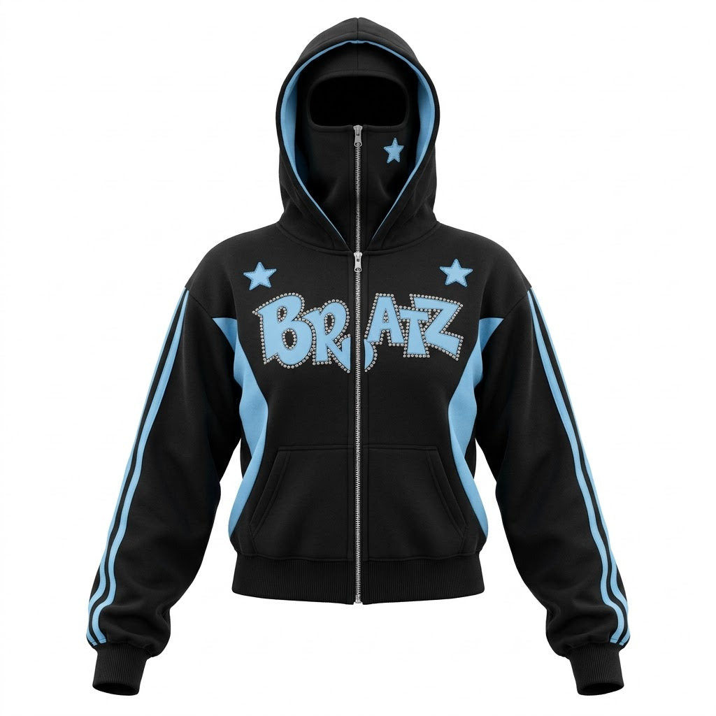 Doll Zip-Up — Black / blue front