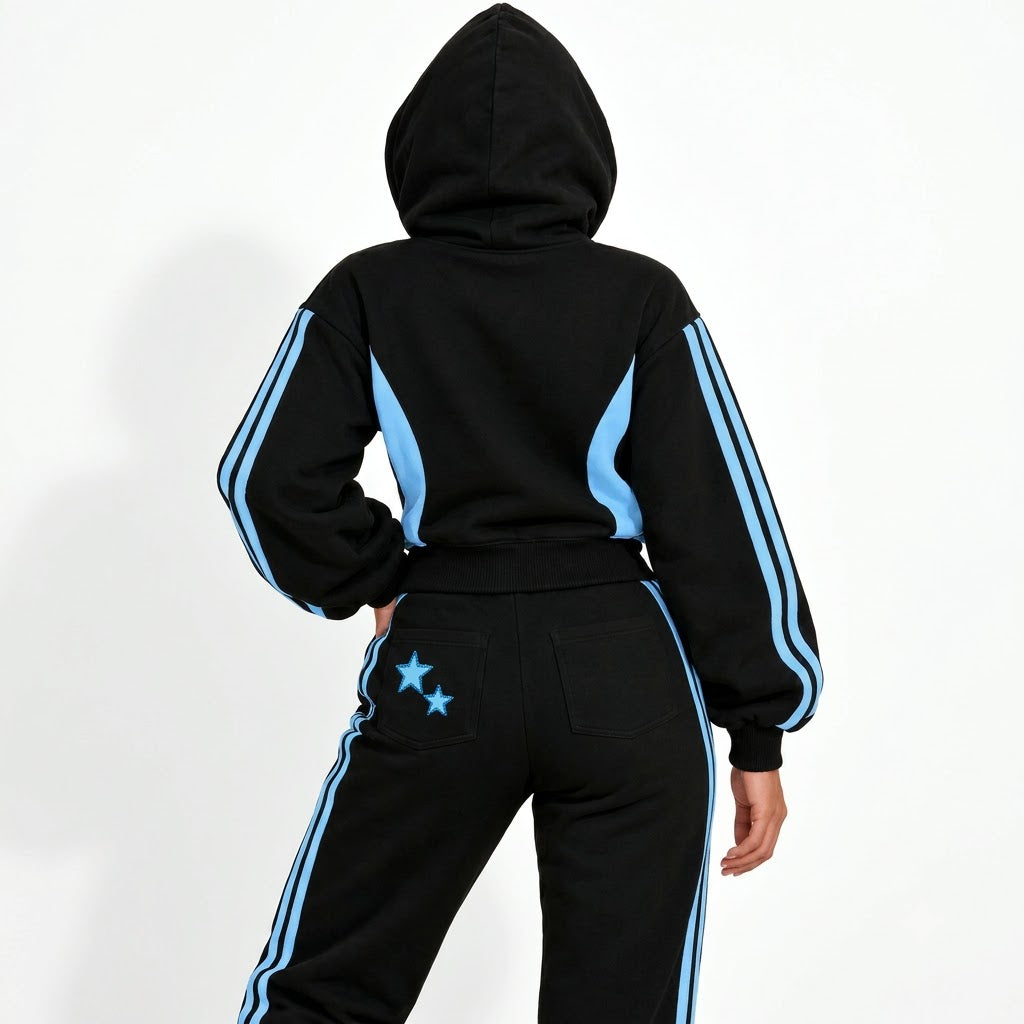Doll Zip-Up — Black / blue model back