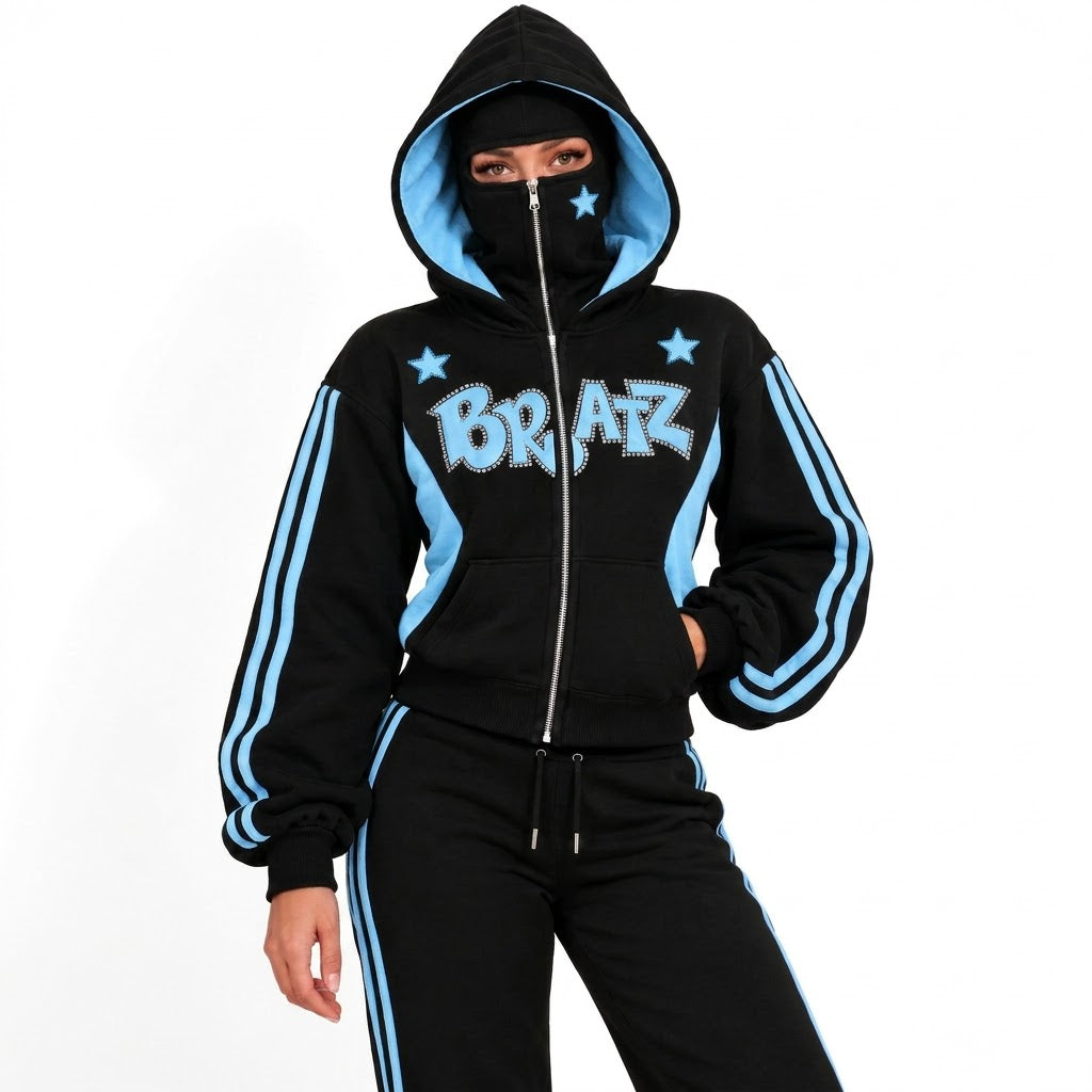 Doll Zip-Up — Black / blue model front