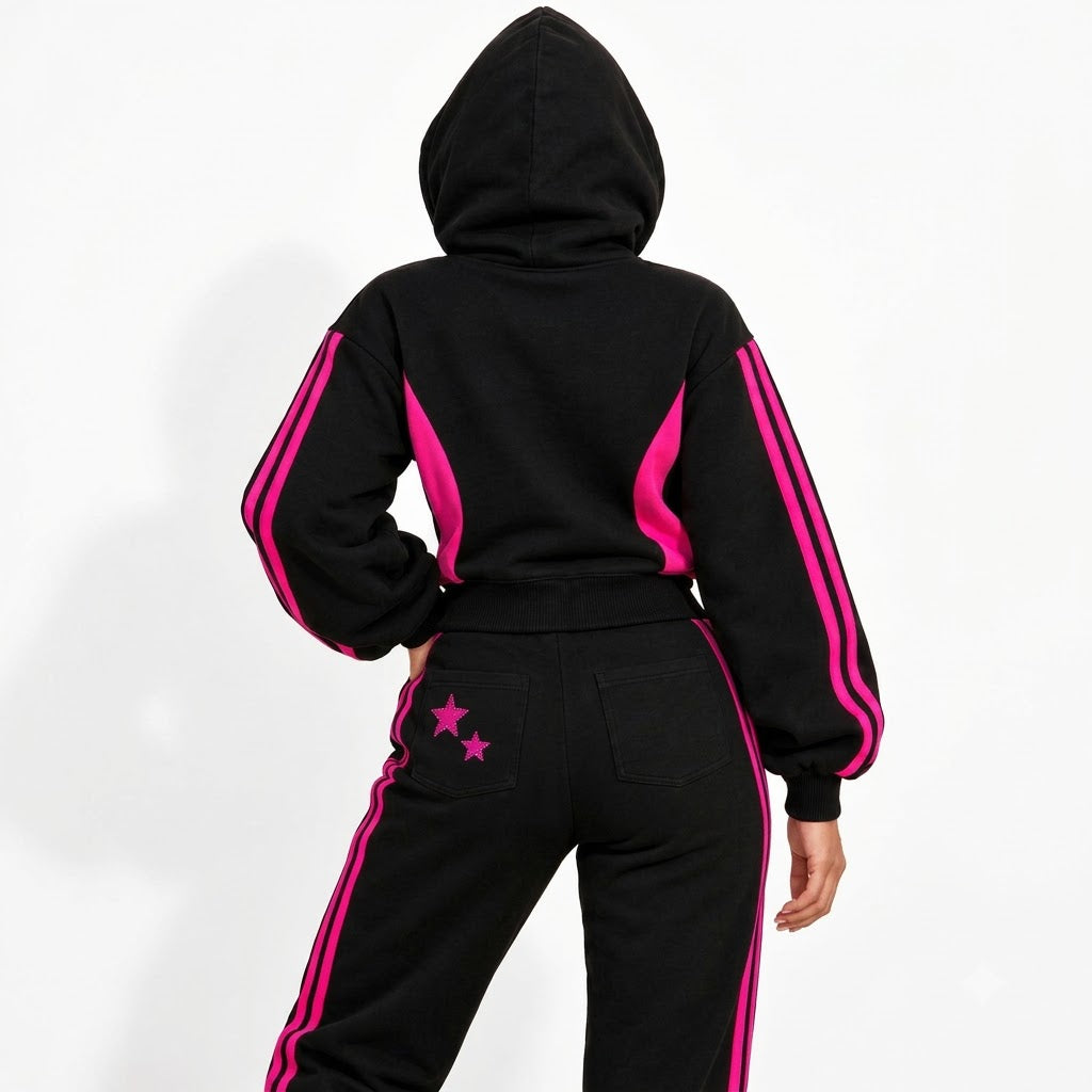 Doll Zip-Up — Black / pink model back