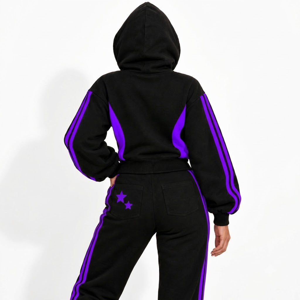 Doll Zip-Up — Black / purple model back