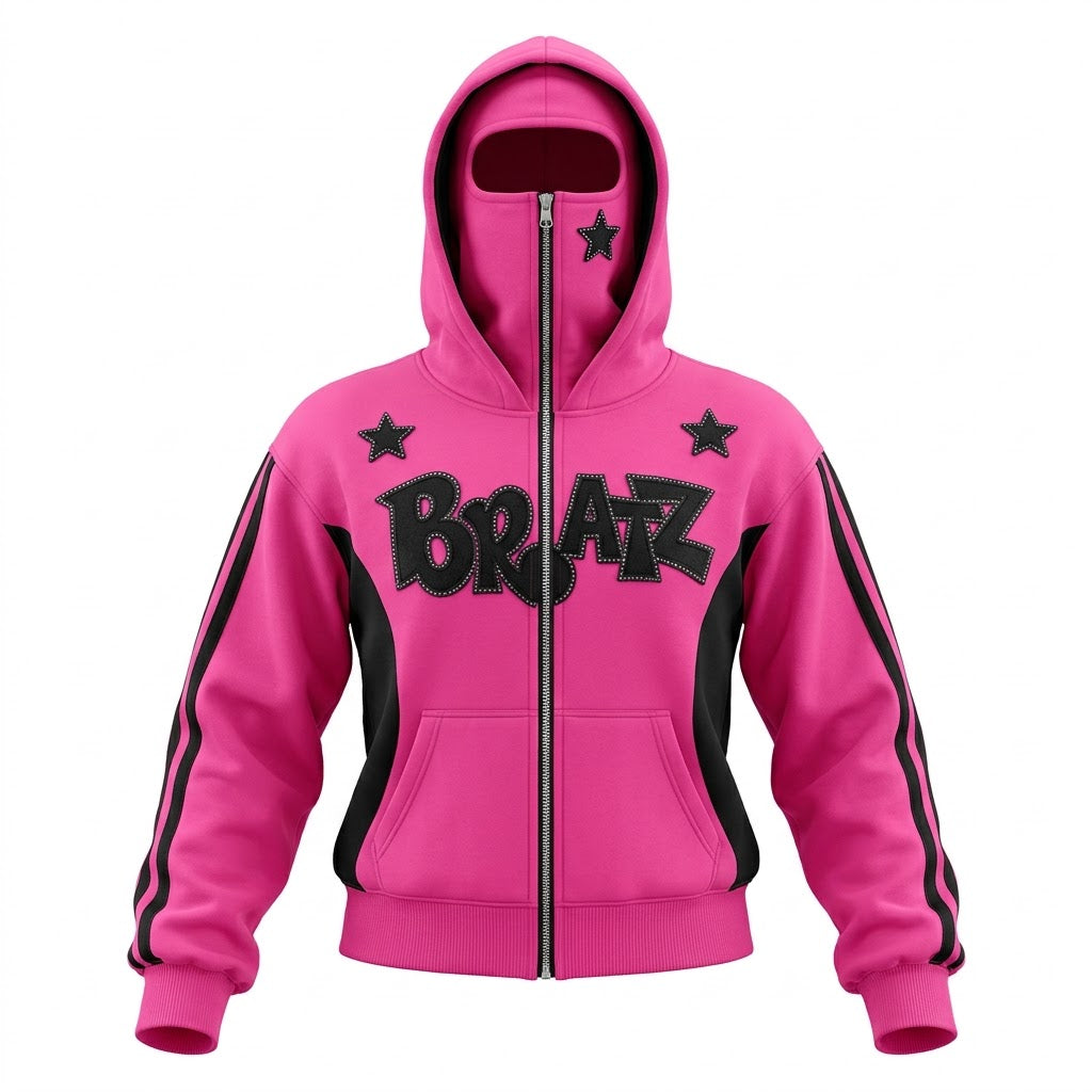 Doll Zip-Up — Hot pink / black front