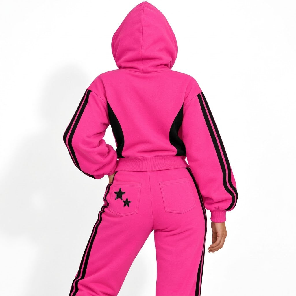 Doll Zip-Up — Hot pink / black model back