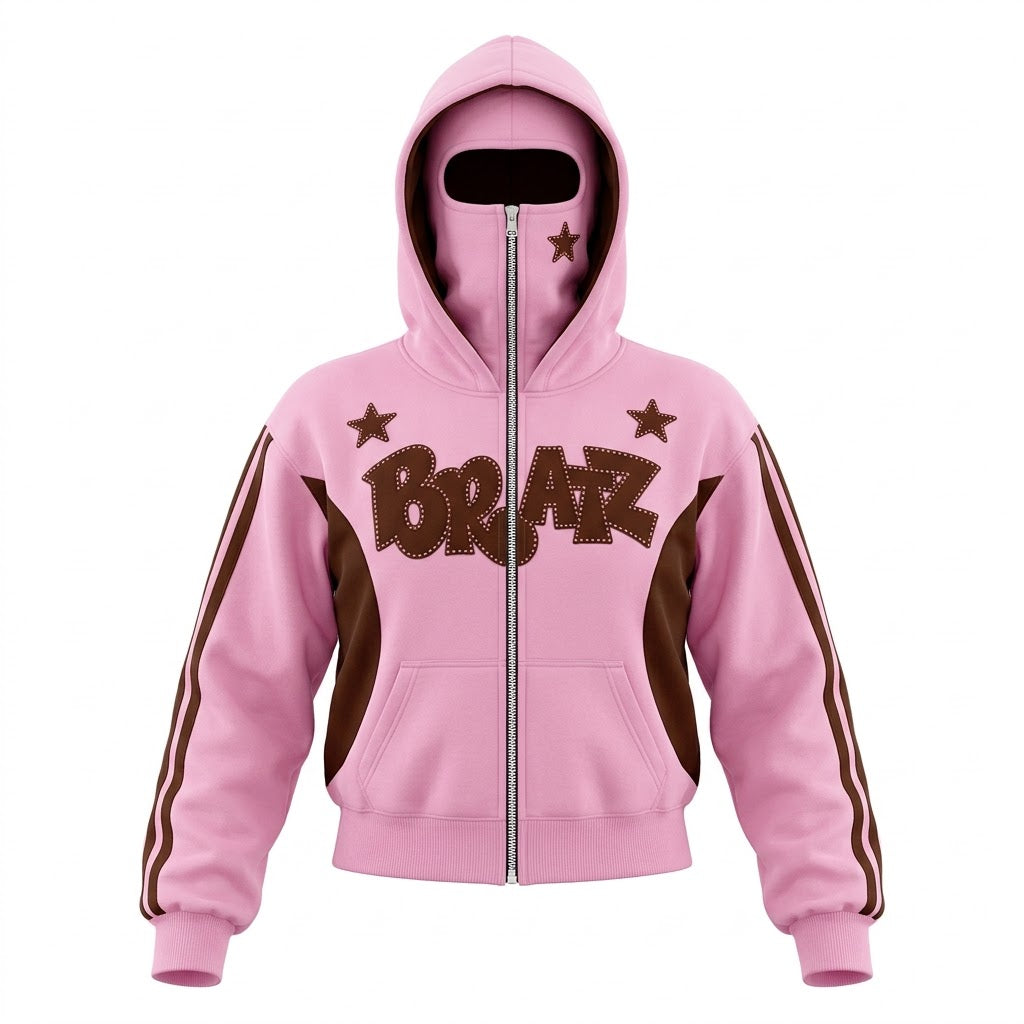 Doll Zip-Up — Pink / brown front