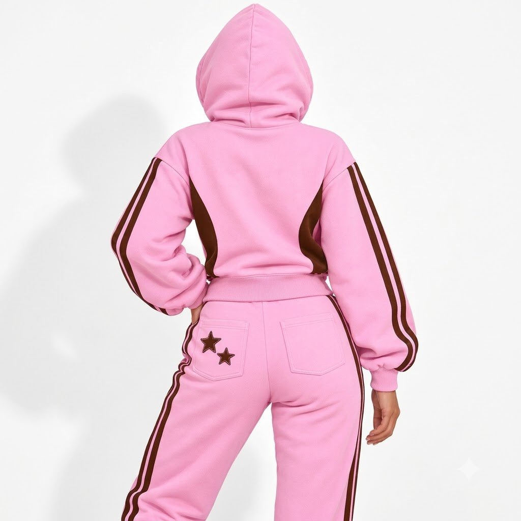 Doll Zip-Up — Pink / brown model back