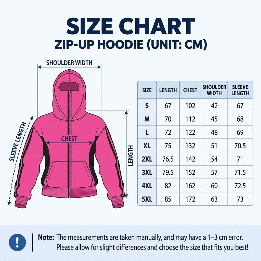 Doll Zip-Up — Size chart