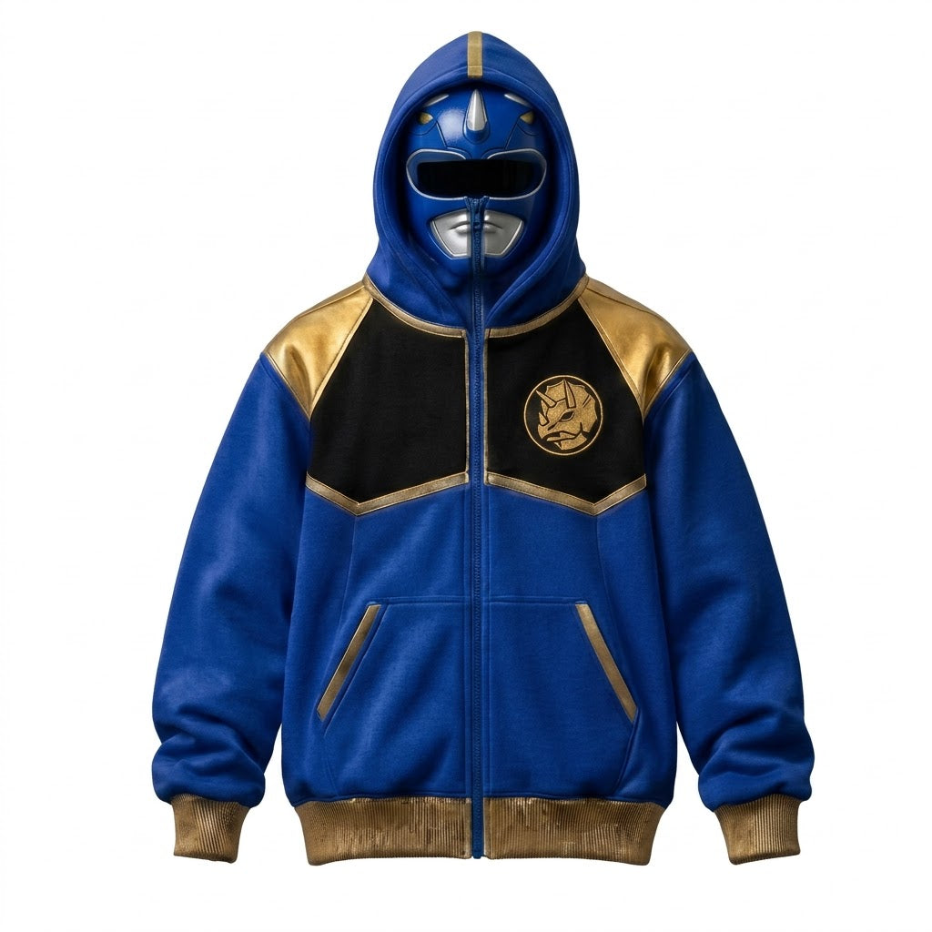 Ranger Full-Zip Mask Hoodie — Blue Ranger front